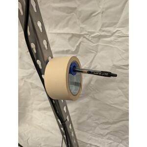 3D Printed‎ Utility Tape And Pen Holder for Slotted Shelf Rack Tape Rod Mount